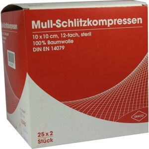 SCHLITZKOMPRESSE Mull 10x10cm 12fach steril Ausb