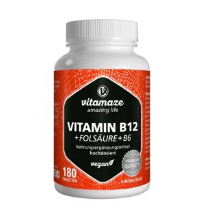 Vitamin B12 1000 ug hochdosiert + B9 + B6 vegan