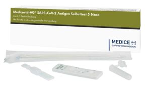 Corona Schnelltest MEDICOVID-Ag SARS-CoV-2 Antigen Selbsttest Nase