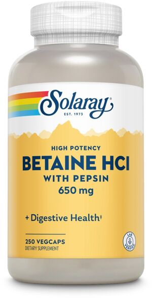 Betain HCl 650 mg + Pepsin Solaray