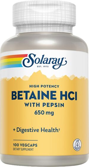 Betain HCl 650 mg + Pepsin Solaray